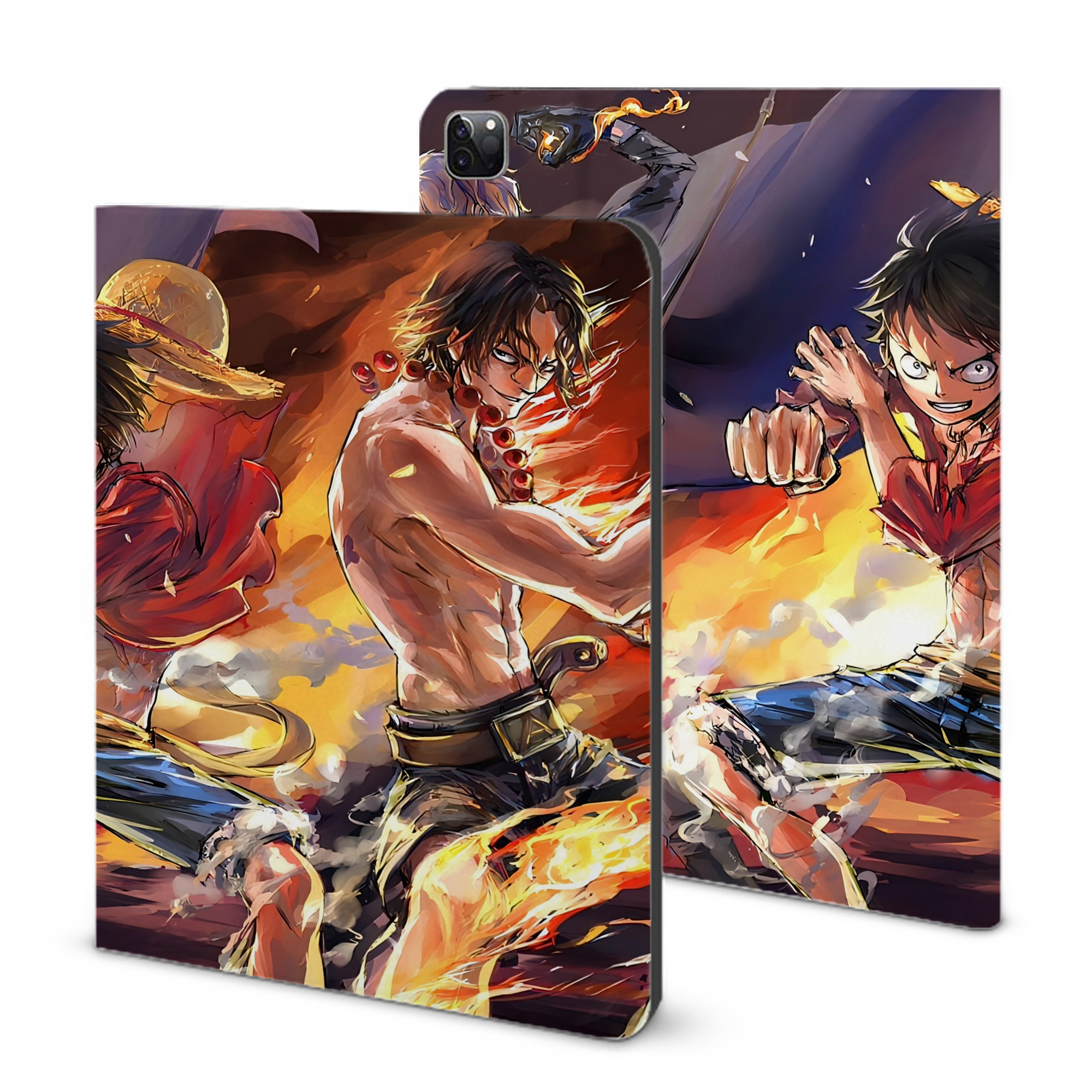 （画像用） ワンピース ONE PIECE IPad ケース ブック型 PUレザー TPU 耐衝撃 軽量 薄型 ペン収納なし 全面保護 IPad 各モデル対応